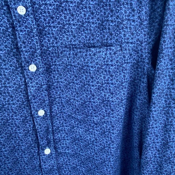 Topman Shirt Mens Size Small Floral Blue Long‎ Sleeves Button Down - Picture 6 of 13
